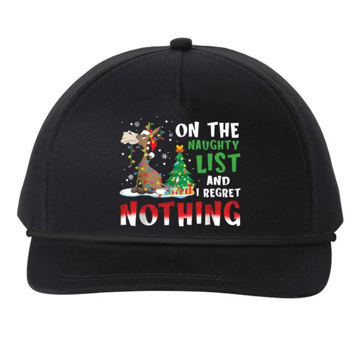 Donkey Christmas On The Naughty List And I Regret Nothing Christmas Snapback Five-Panel Rope Hat