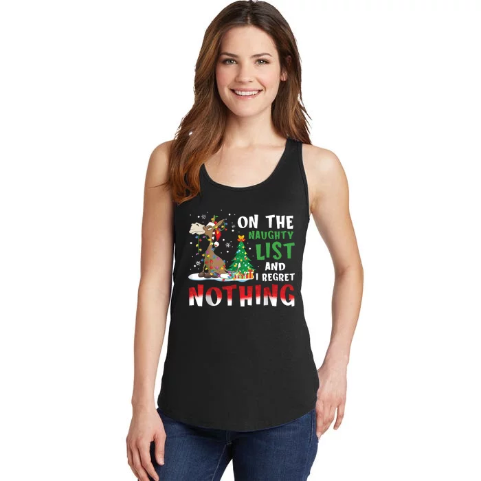 Donkey Christmas On The Naughty List And I Regret Nothing Christmas Ladies Essential Tank