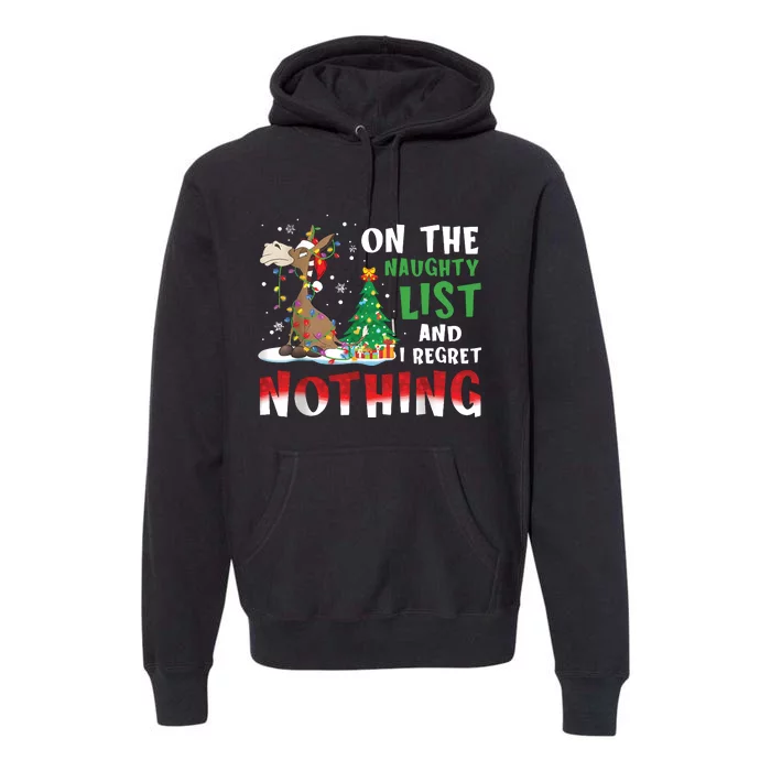 Donkey Christmas On The Naughty List And I Regret Nothing Christmas Premium Hoodie