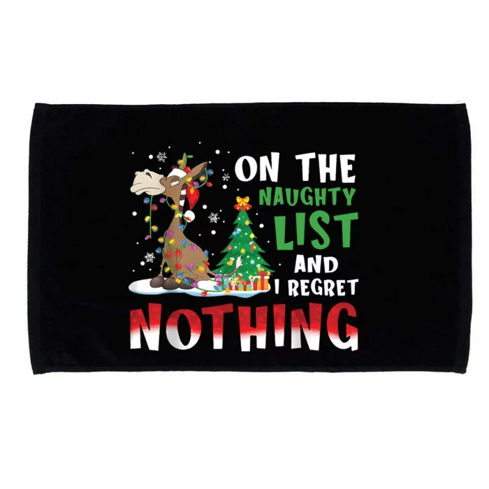 Donkey Christmas On The Naughty List And I Regret Nothing Christmas Microfiber Hand Towel