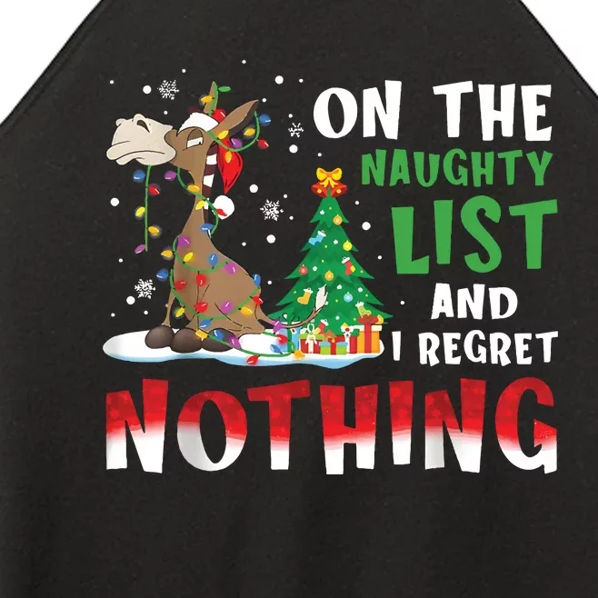 Donkey Christmas On The Naughty List And I Regret Nothing Christmas Women’s Perfect Tri Rocker Tank