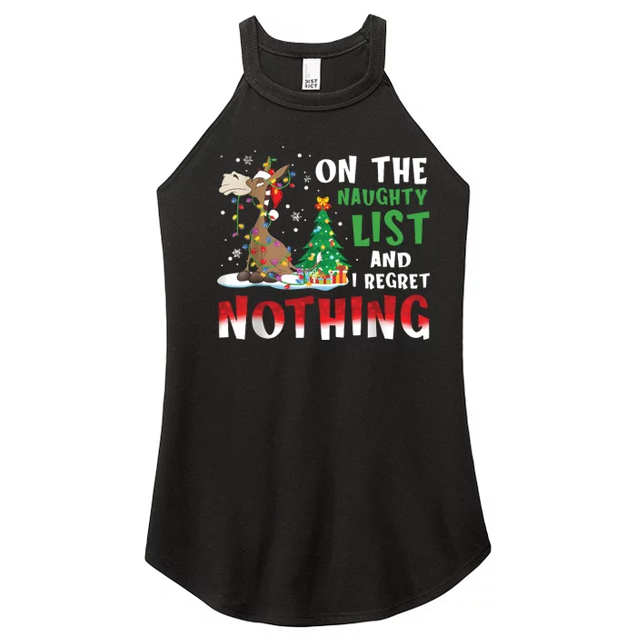 Donkey Christmas On The Naughty List And I Regret Nothing Christmas Women’s Perfect Tri Rocker Tank