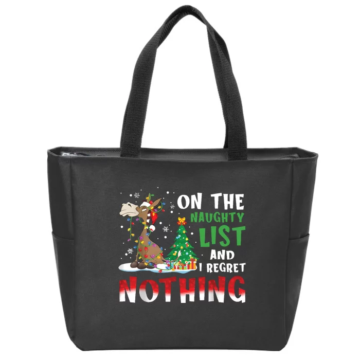 Donkey Christmas On The Naughty List And I Regret Nothing Christmas Zip Tote Bag