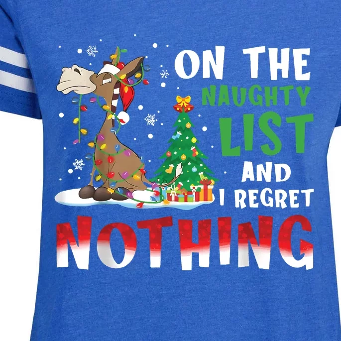 Donkey Christmas On The Naughty List And I Regret Nothing Christmas Enza Ladies Jersey Football T-Shirt