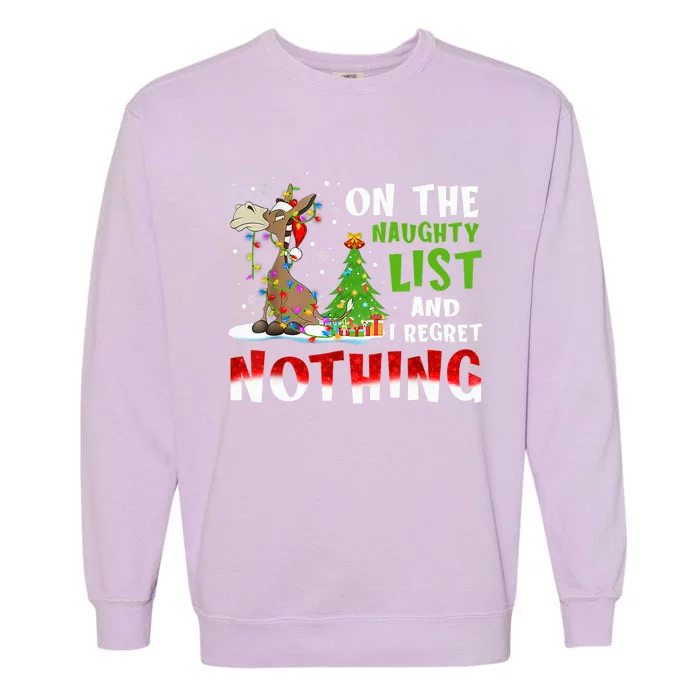 Donkey Christmas On The Naughty List And I Regret Nothing Gift Garment-Dyed Sweatshirt