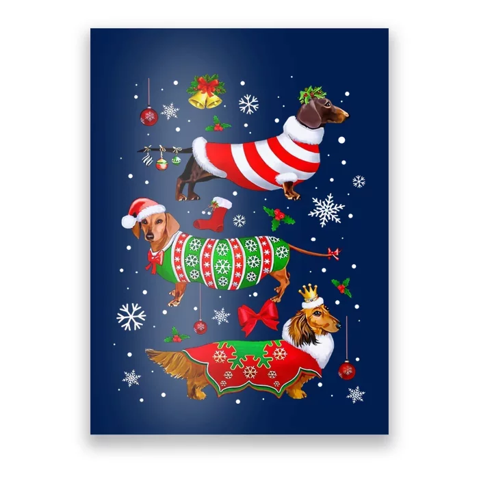 Dachshund Christmas Ornaments Santa Hat Dog Lovers Ugly Xmas Poster