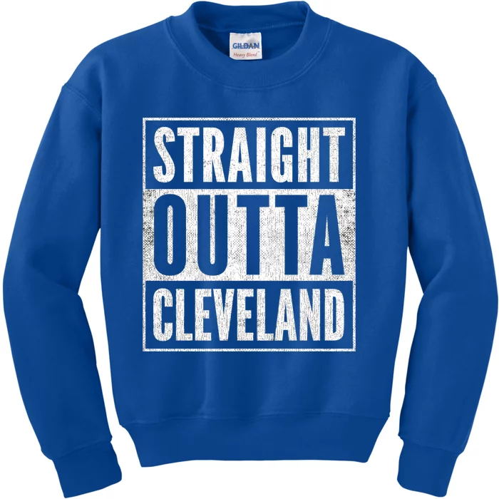 Distressed Cleveland Outfit Straight Outta Cleveland Gift Kids Sweatshirt