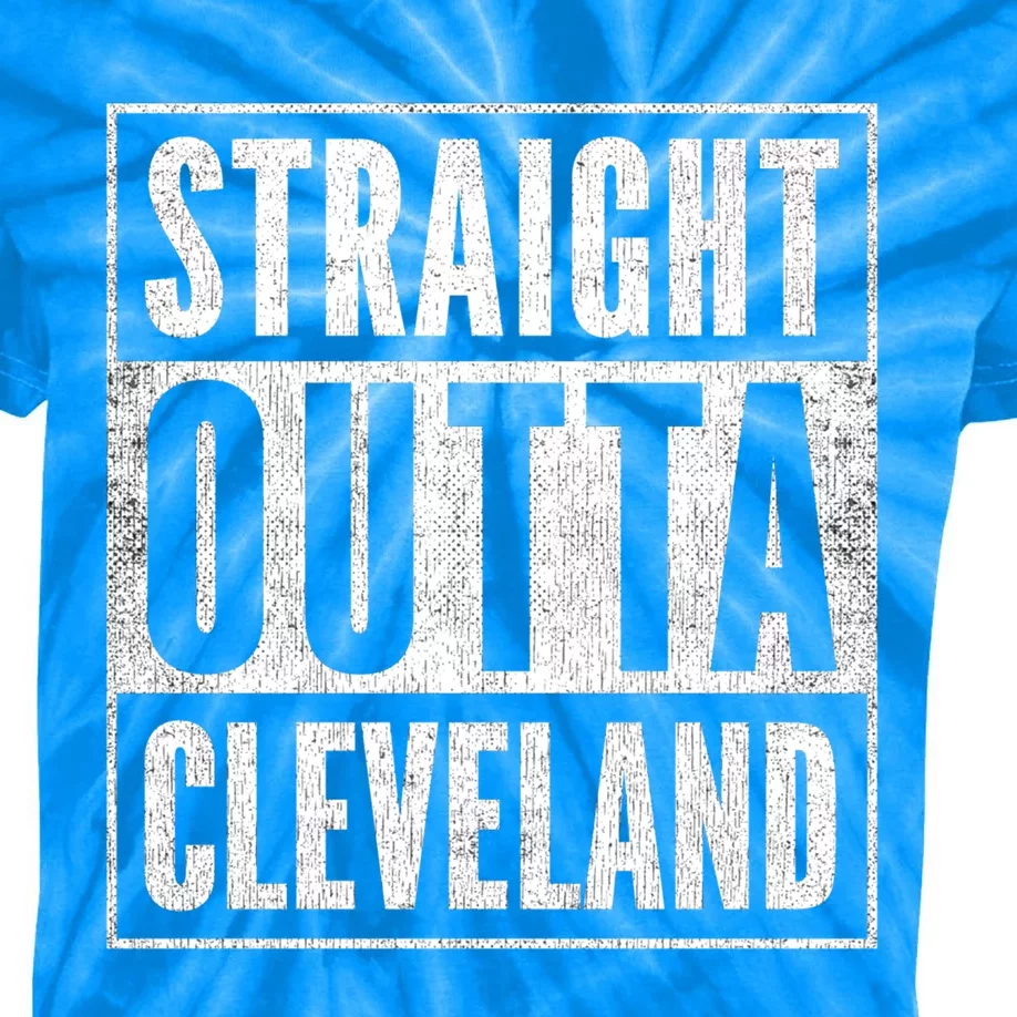 Distressed Cleveland Outfit Straight Outta Cleveland Gift Kids Tie-Dye T-Shirt