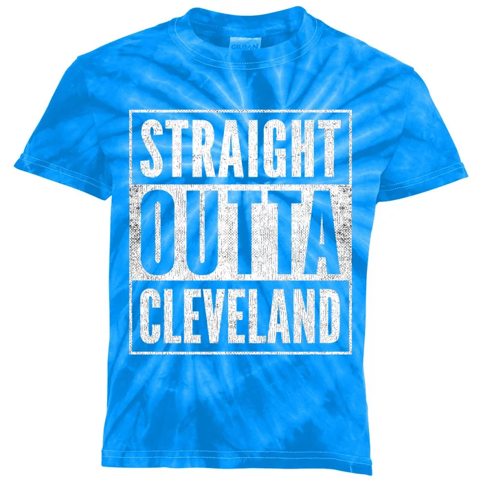 Distressed Cleveland Outfit Straight Outta Cleveland Gift Kids Tie-Dye T-Shirt