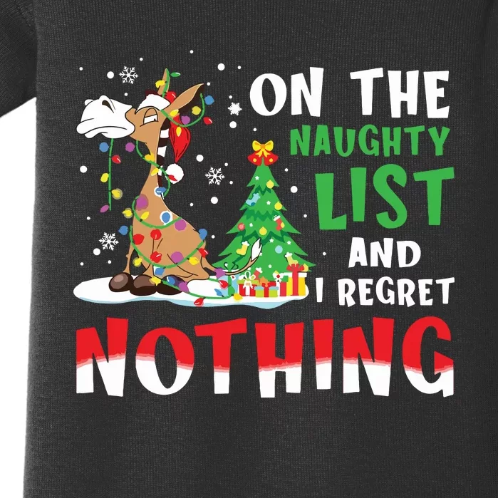 Donkey Christmas On The Naughty List And I Regret Nothing Baby Bodysuit