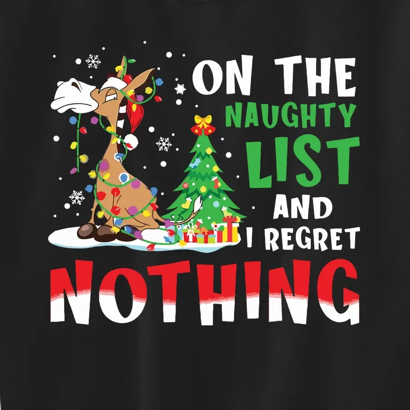 Donkey Christmas On The Naughty List And I Regret Nothing Kids Sweatshirt