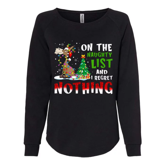 Donkey Christmas On The Naughty List And I Regret Nothing Womens California Wash Sweatshirt