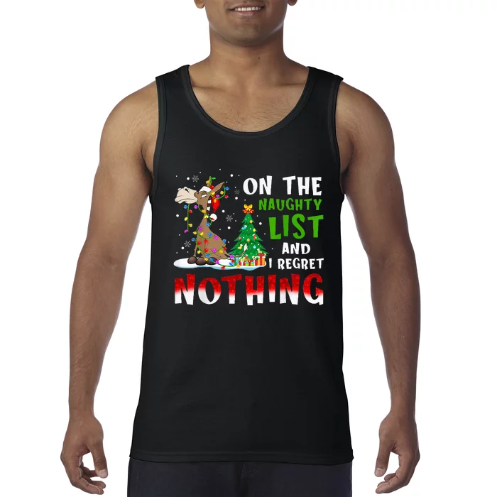 Donkey Christmas On The Naughty List And I Regret Nothing Tank Top