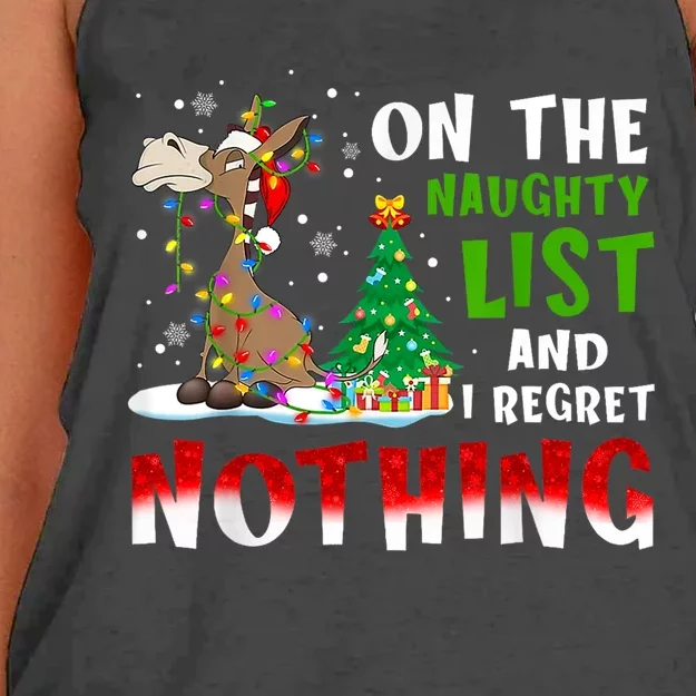 Donkey Christmas On The Naughty List And I Regret Nothing Women's Knotted Racerback Tank