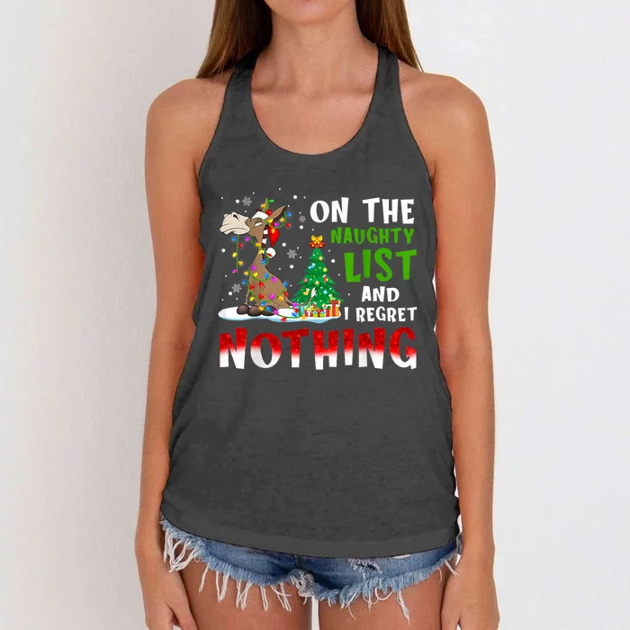 Donkey Christmas On The Naughty List And I Regret Nothing Women's Knotted Racerback Tank