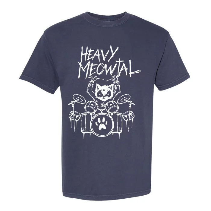 Drummer Cat Playing Drum Garment-Dyed Heavyweight T-Shirt