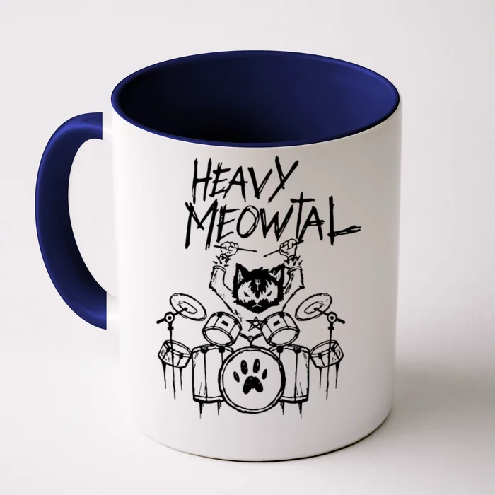 Drummer Cat Playing Drum Front & Back Coffee Mug