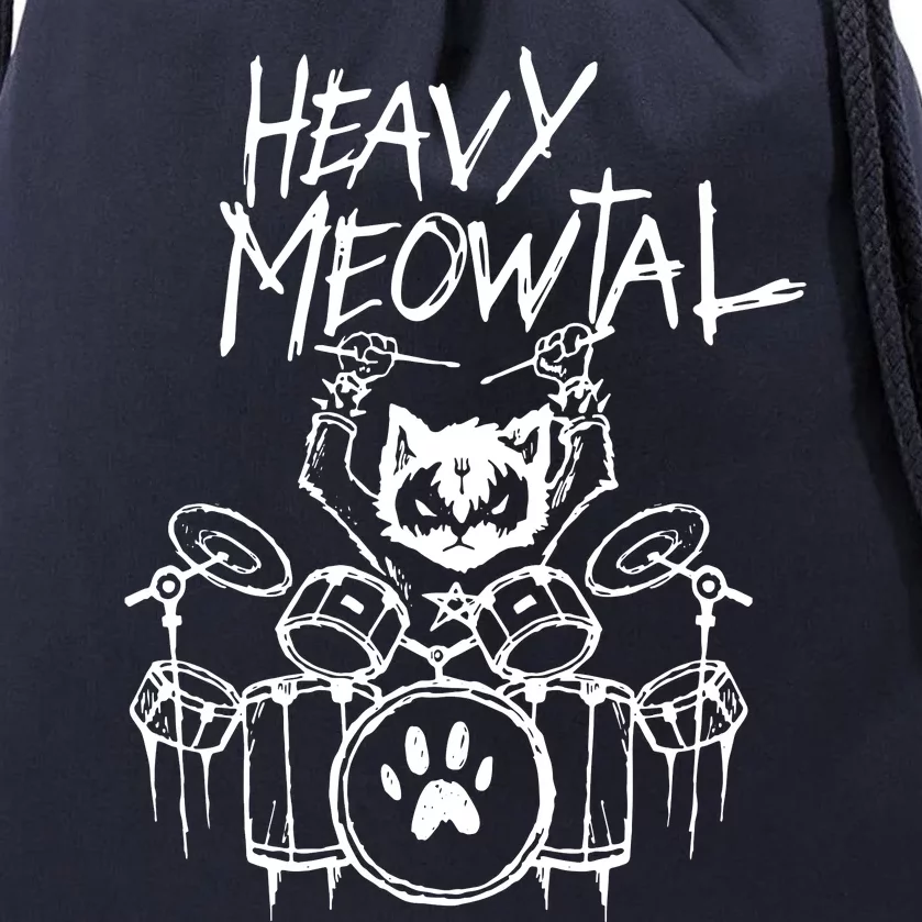 Drummer Cat Playing Drum Drawstring Bag