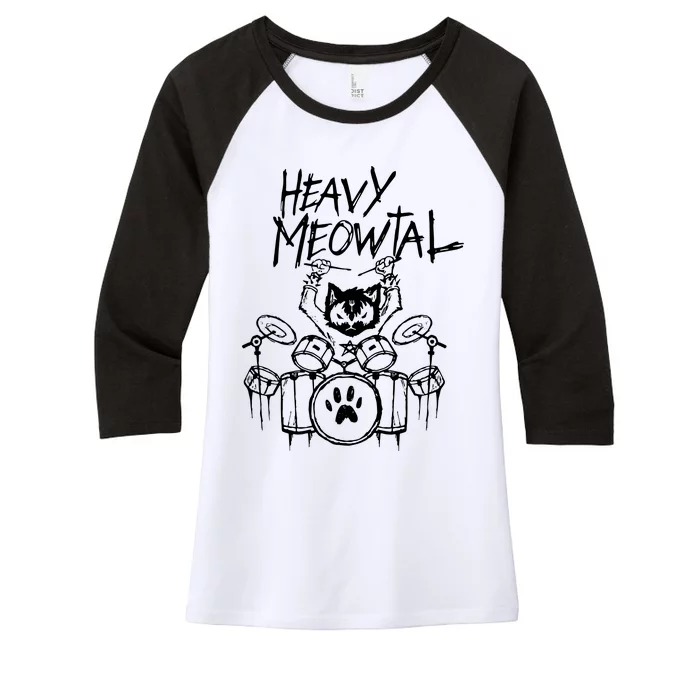 Drummer Cat Playing Drum Women's Tri-Blend 3/4-Sleeve Raglan Shirt