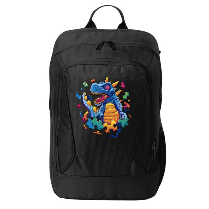 Dinosaur Colorful Puzzle Pieces City Backpack