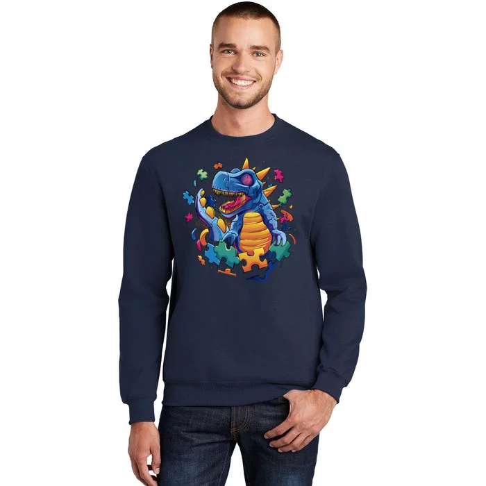 Dinosaur Colorful Puzzle Pieces Sweatshirt