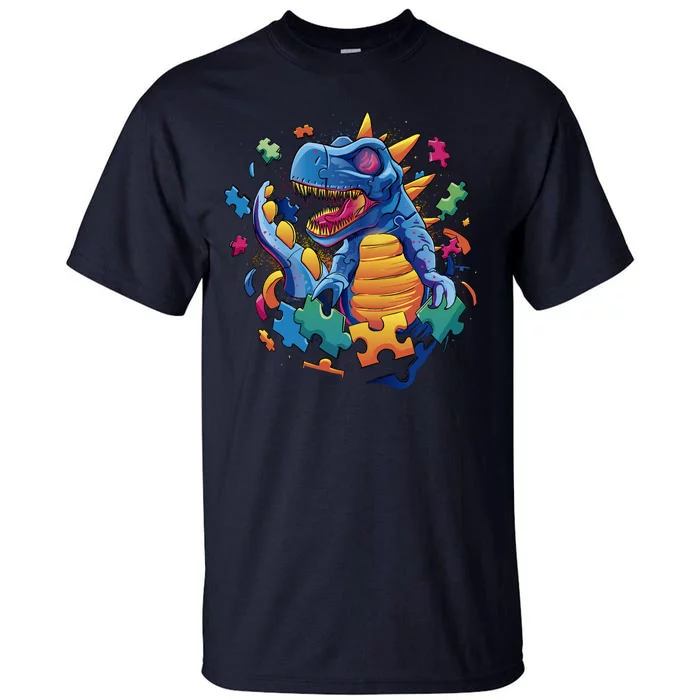 Dinosaur Colorful Puzzle Pieces Tall T-Shirt