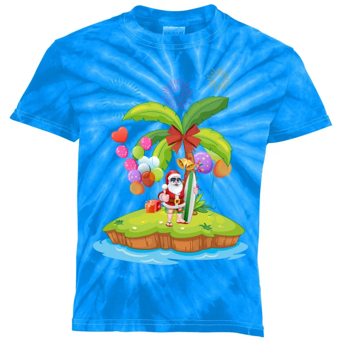 Decorated Christmas Palm Tree Tropical Xmas Coconut Lights Gift Kids Tie-Dye T-Shirt