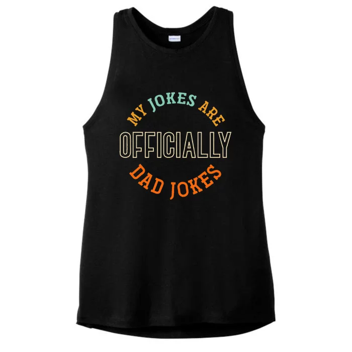 Dad Cringe Puns Funny My Jokes Are Officially Dad Jokes Ladies Tri-Blend Wicking Tank