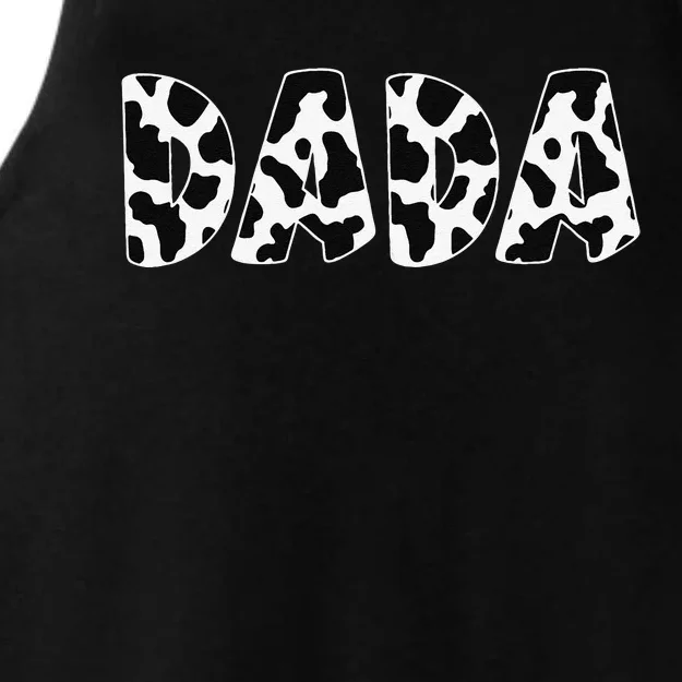 Dada Cow Print Cow Pattern Fathers Day Ladies Tri-Blend Wicking Tank