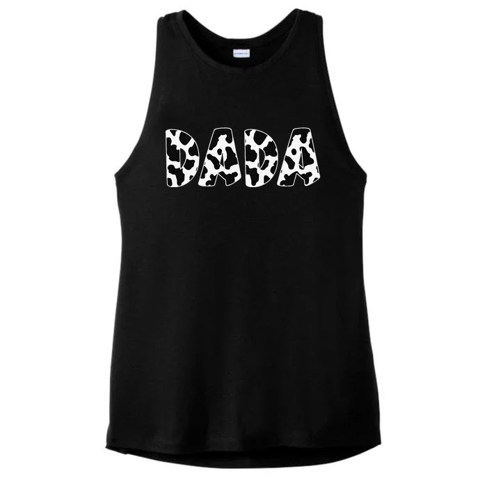 Dada Cow Print Cow Pattern Fathers Day Ladies Tri-Blend Wicking Tank