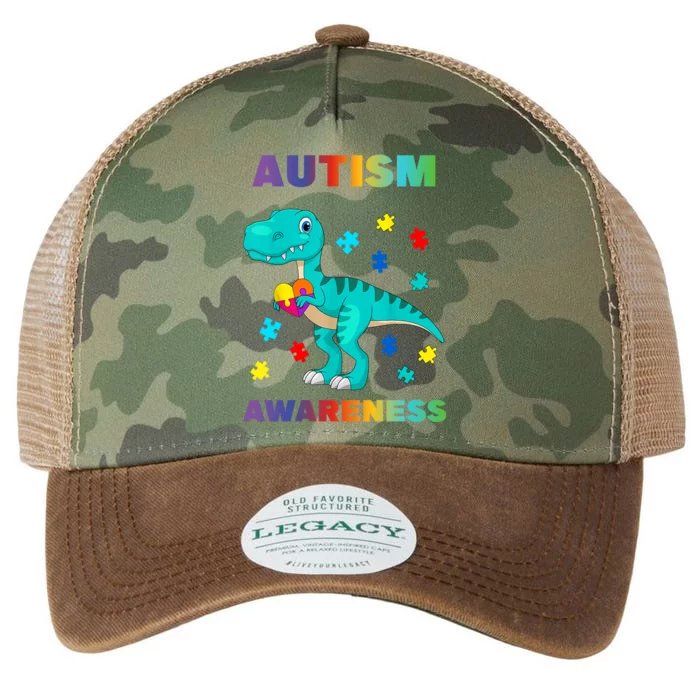 Dinosaur Colorful Puzzle Autism Awareness Legacy Tie Dye Trucker Hat