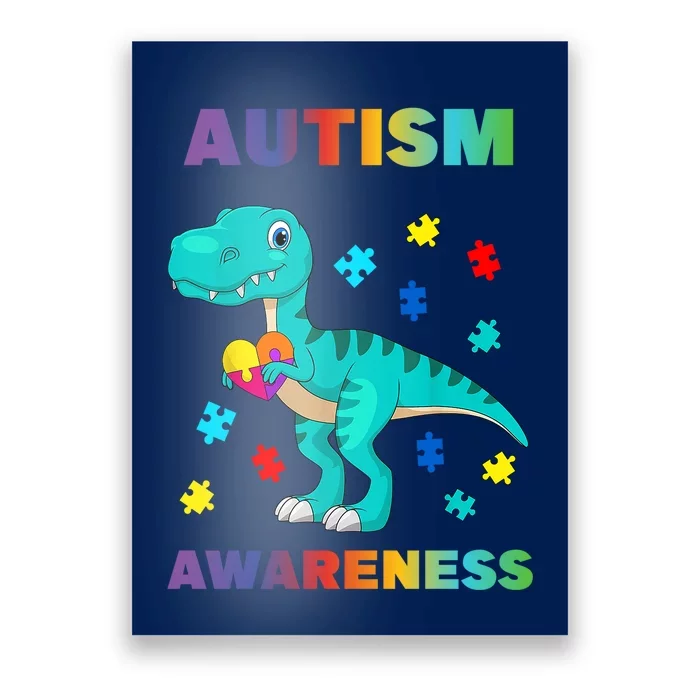 Dinosaur Colorful Puzzle Autism Awareness Poster