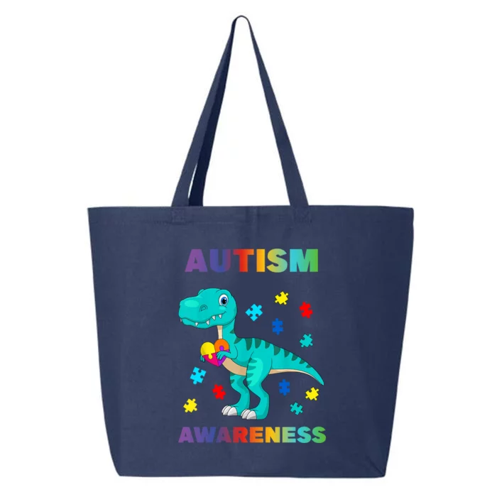 Dinosaur Colorful Puzzle Autism Awareness 25L Jumbo Tote