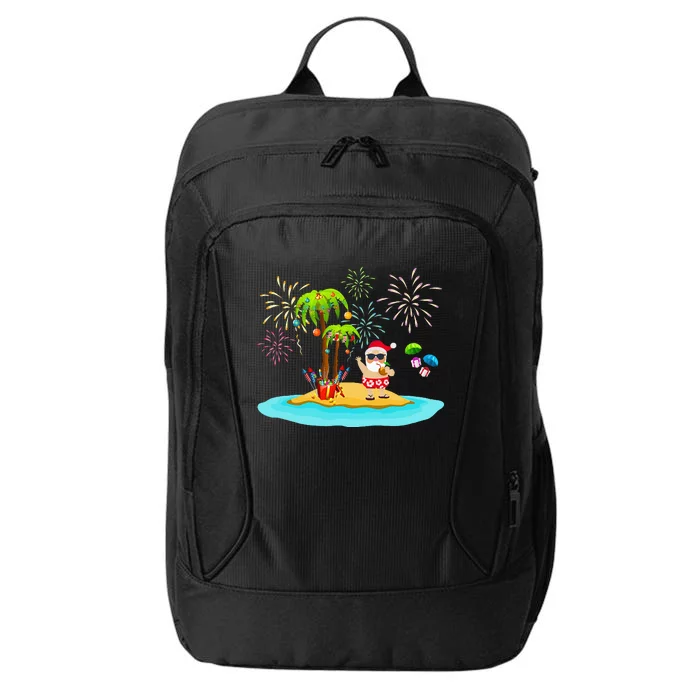 Decorated Christmas Palm Tree Tropical Xmas Coconut Lights City Backpack