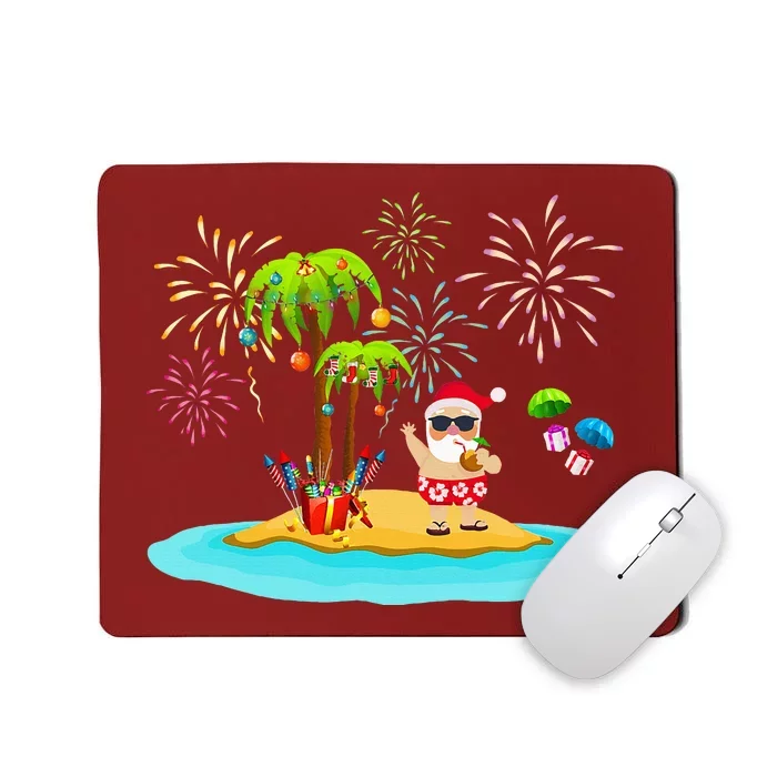 Decorated Christmas Palm Tree Tropical Xmas Coconut Lights Mousepad