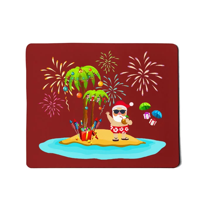 Decorated Christmas Palm Tree Tropical Xmas Coconut Lights Mousepad