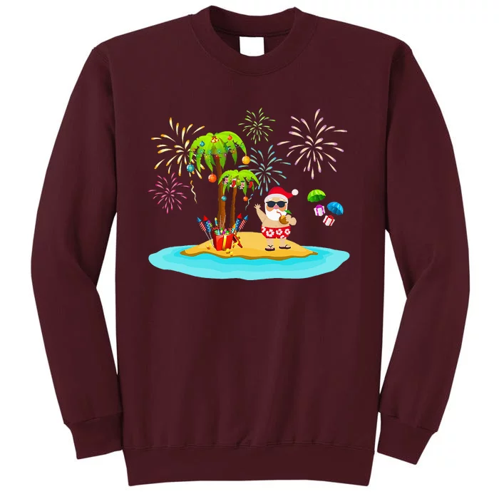 Decorated Christmas Palm Tree Tropical Xmas Coconut Lights Tall Sweatshirt