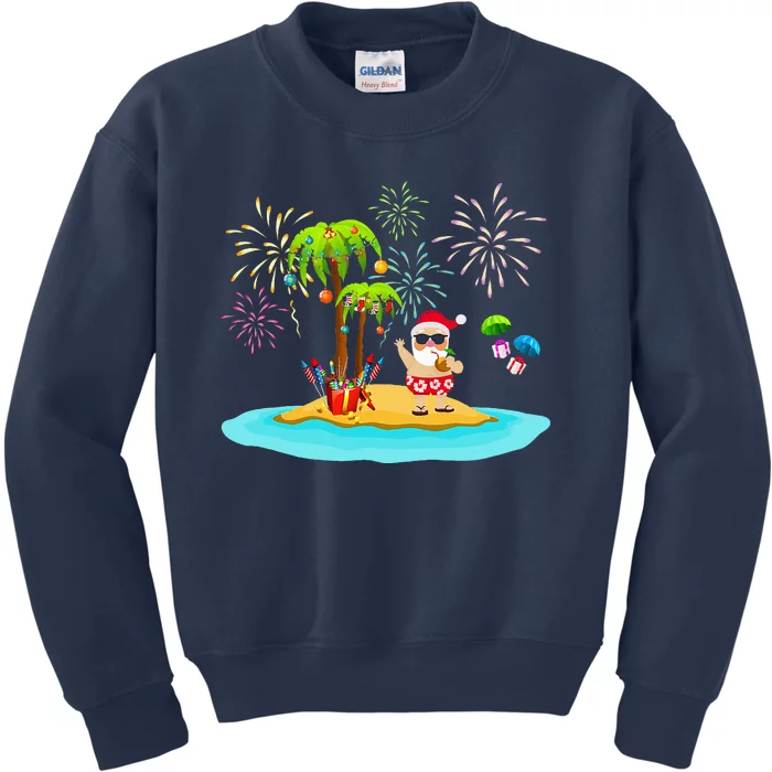 Decorated Christmas Palm Tree Tropical Xmas Coconut Lights Kids Sweatshirt