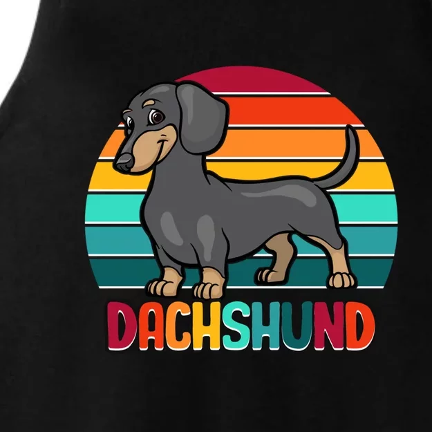 Dachshund Cute Puppy Dog Doggy Lover Retro Sunset Great Gift Ladies Tri-Blend Wicking Tank