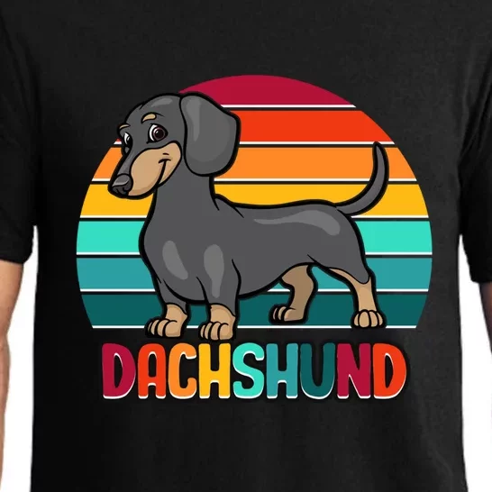 Dachshund Cute Puppy Dog Doggy Lover Retro Sunset Great Gift Pajama Set