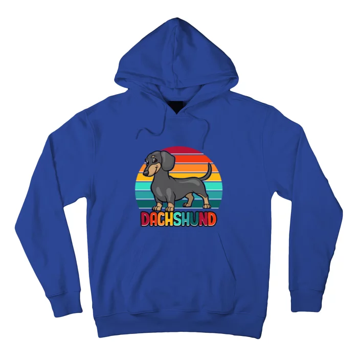 Dachshund Cute Puppy Dog Doggy Lover Retro Sunset Great Gift Hoodie