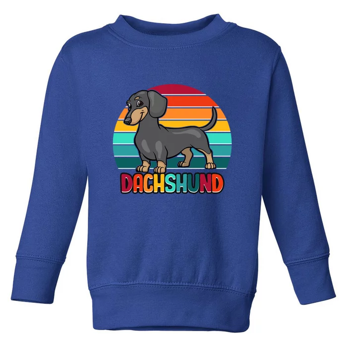 Dachshund Cute Puppy Dog Doggy Lover Retro Sunset Great Gift Toddler Sweatshirt