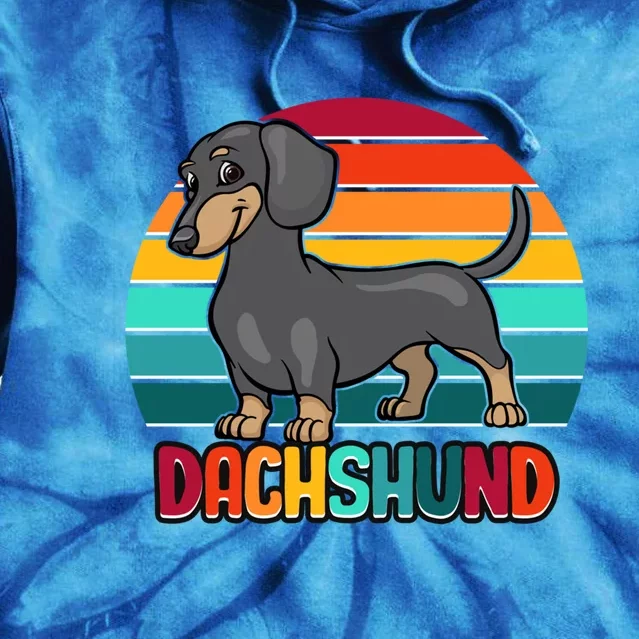 Dachshund Cute Puppy Dog Doggy Lover Retro Sunset Great Gift Tie Dye Hoodie