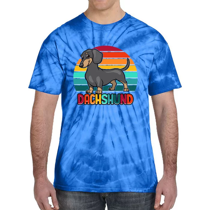 Dachshund Cute Puppy Dog Doggy Lover Retro Sunset Great Gift Tie-Dye T-Shirt