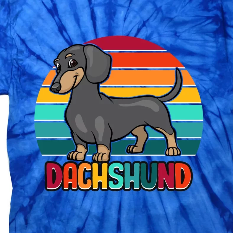 Dachshund Cute Puppy Dog Doggy Lover Retro Sunset Great Gift Tie-Dye T-Shirt