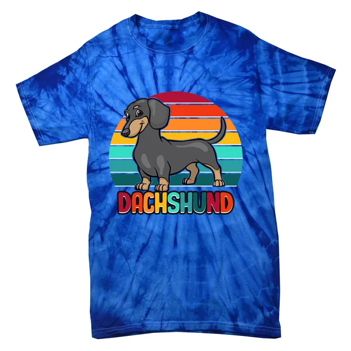 Dachshund Cute Puppy Dog Doggy Lover Retro Sunset Great Gift Tie-Dye T-Shirt