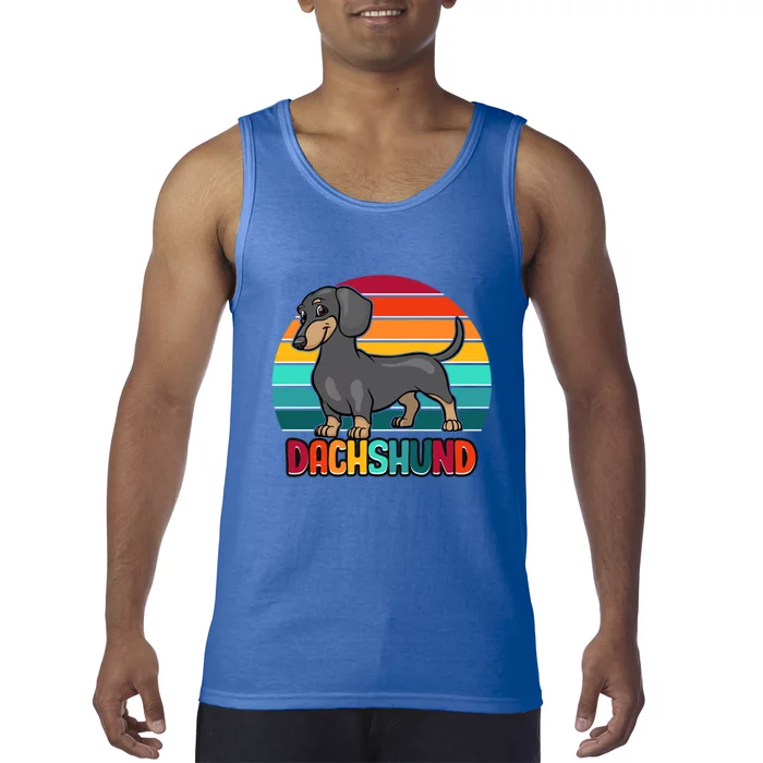 Dachshund Cute Puppy Dog Doggy Lover Retro Sunset Great Gift Tank Top