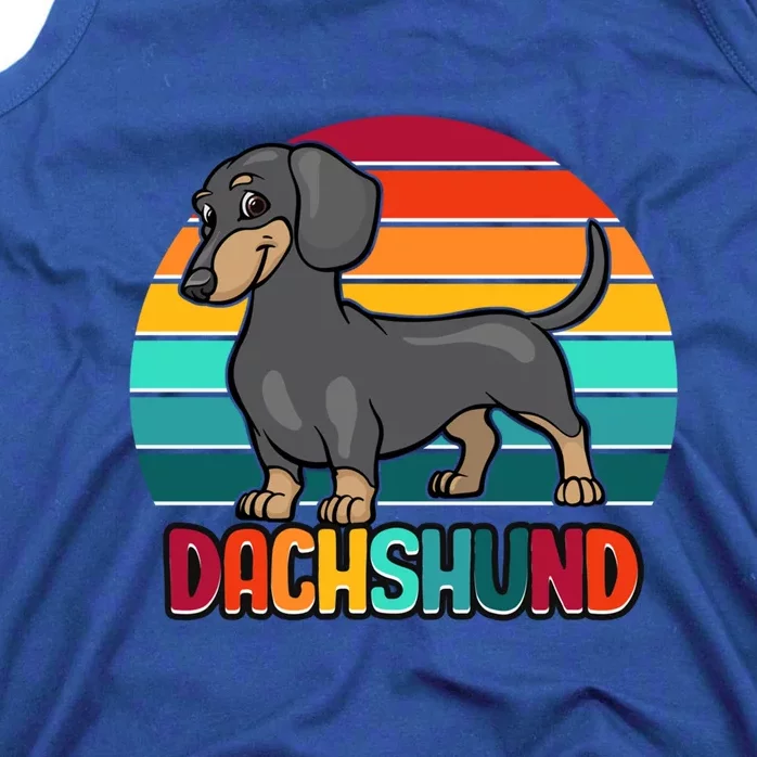 Dachshund Cute Puppy Dog Doggy Lover Retro Sunset Great Gift Tank Top