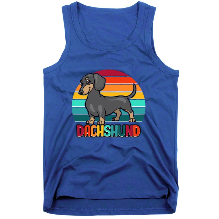 Dachshund Cute Puppy Dog Doggy Lover Retro Sunset Great Gift Tank Top