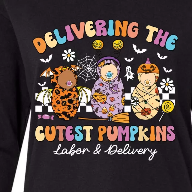 Delivering Cutest Pumpkins Labor Delivery Nurse Halloween Womens Cotton Relaxed Long Sleeve T-Shirt